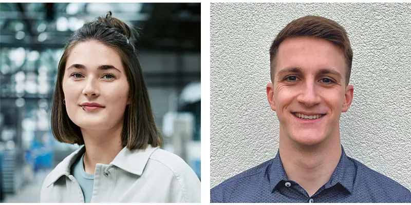 C&eacute;line, Studentin Verkehrssysteme (Foto: Ladina Bischof) und Oliver, Student Wirtschaftsingenieurwesen (Foto: ZvG)